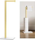 Gold Toilet Paper Holder Stand Marble Base SUS 304 Stainless Steel Freestanding Tissue Roll Holder for Bathroom Rustproof Storage for 4 Rolls Brushed Gold by Homevacious