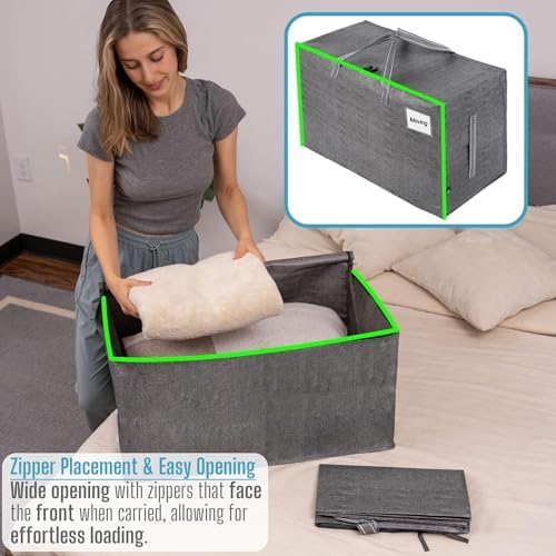 VENO 6 Pack Extra Large Heavy Duty Moving Bags with Wide Opening & Reinforced Handles, Reusable Storage Tote Bags with Strong Zippers for Clothes, College Dorm Essentials & Moving Supplies