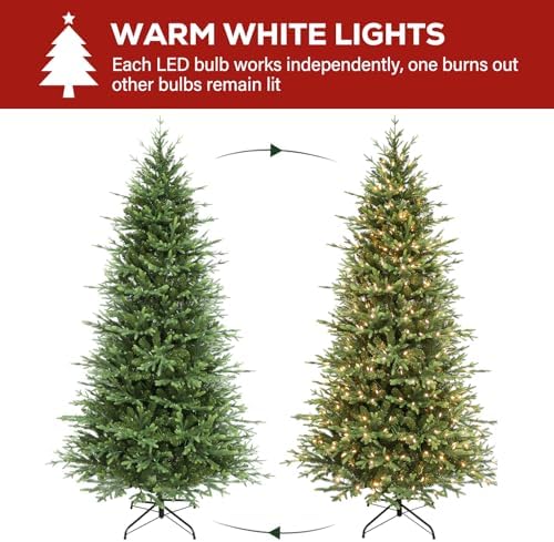 Hykolity 7.5 ft Prelit Christmas Tree with 450 Warm White LEDs