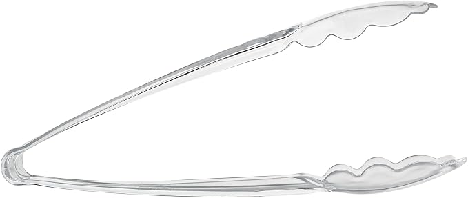 Restaurantware Clear Tongs 100 Pack Of 9” Heavy-Duty Plastic Kitchen Tongs with Long Handles and Scalloped Edges Disposable Black Serving Utensils for Catered Events, Weddings, or Buffets