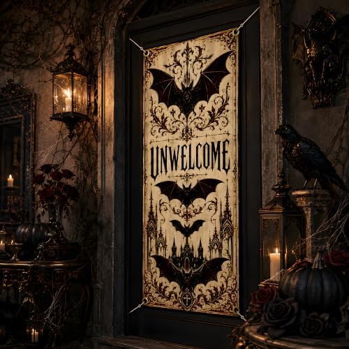 Halloween Decorations - UNWELCOME Gothic Halloween Door Cover