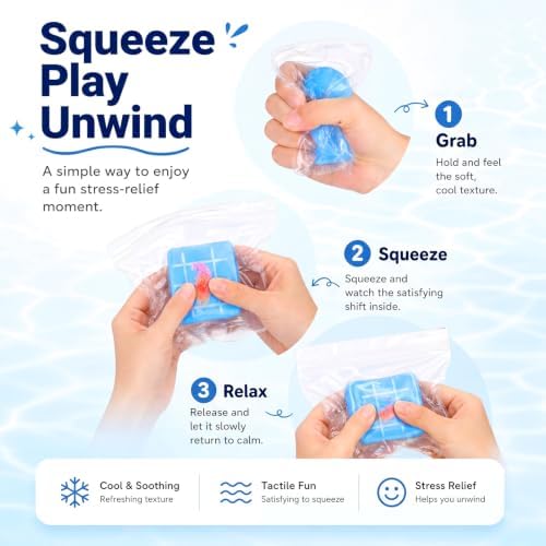 Meooeck 12 Pcs Pool Party Fidgets - Blue Putty with Swimmers Fidgets