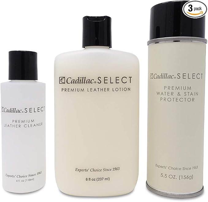Cadillac Select Premium Leather Care Kit | Includes Cleaner, Lotion Conditioner & Water & Stain Protector