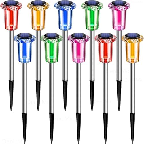 DenicMic Outdoor Solar Lights Waterproof 10 Pack Color LED Christmas Decor