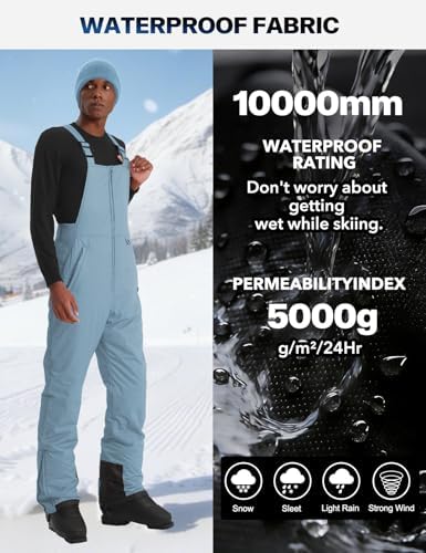 GEMYSE Men's Insulated Ski Bib Overalls Waterproof Snow Pants