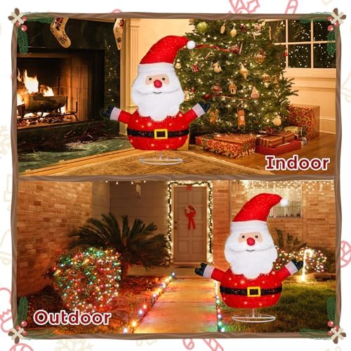 24.5" Lighted Christmas Santa, 3D Pre‑Lit Indoor Outdoor Decor