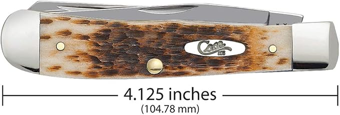 Case XX WR Pocket Knife Trapper With Genuine Bone Handle, Carbon Steel Blade(s), Length Closed: 4 1/8 Inches (Amber Bone)