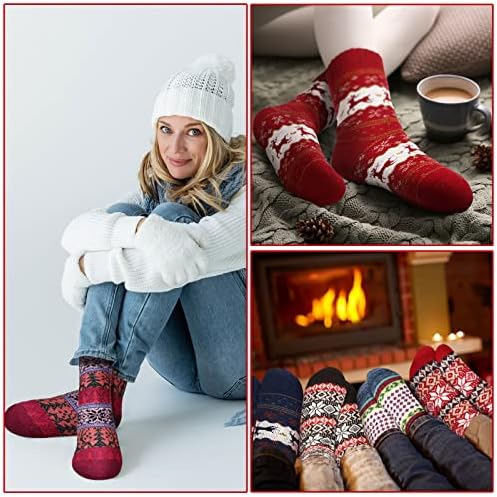 Hoolerry 30 Pairs Christmas Fuzzy Socks Bulk for Adult Gift