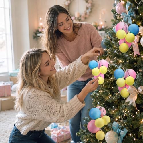 Roowest 4 Sets Large Pastel Glitter Christmas Ball Clusters Ornaments Decor