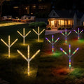 4PK 64 LED Branch Stake Lights, 11 Modes 9.8 FT Total Length, Decoration Lights, Outdoor Use, Battery Operated for Holiday, Classroom, Party, Christmas (Warm White+Multi-Color)