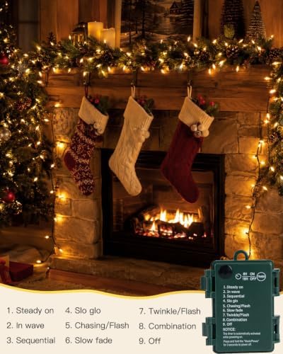 LED Mini Christmas Lights Outdoor, Battery Operated 18FT 50 LED Warm White String Lights with Timer & Memory Function, 8 Modes Waterproof Twinkle Lights for Garland Wreath Party Wedding & Indoor Decor
