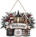 Christmas Decorations - Winter Snowman Welcome Wooden Sign for Front Door
