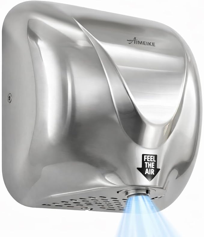 Commercial Hand Dryer for Bathroom, Automatic Wall Mounted Stainless Steel Electric Hand Dryer for Restrooms, Offices, Hotels, Restaurants & Public Facilities, Silver
