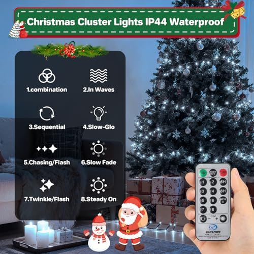 Christmas Cluster Lights Plug-in 52FT 800LEDs String Lights Indoor Outdoor