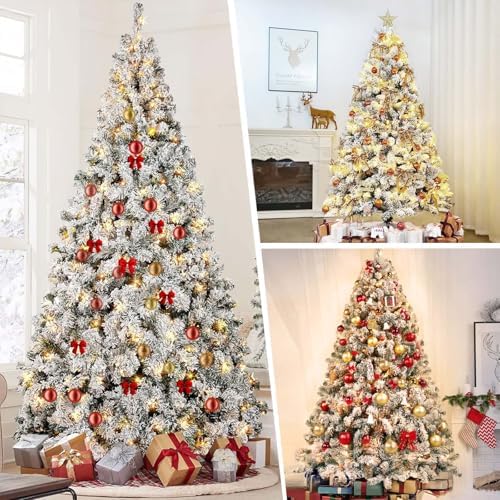 5ft Flocked Prelit Artificial Christmas Tree,Arbol de Navidad Xmas Tree
