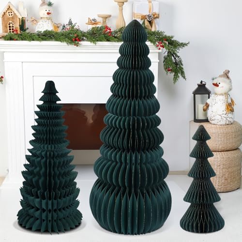 3 Pcs Large Honeycomb Christmas Tree,Classic,Green