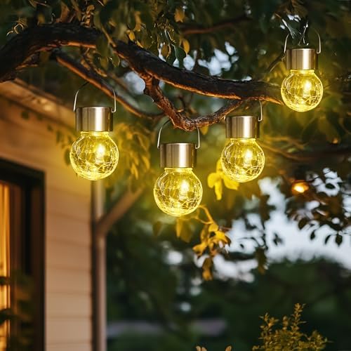 GIGALUMI Solar Lights Outdoor Hanging Lantern Garden Decor for Outside 16Pc
