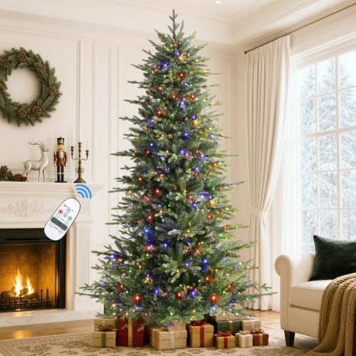 SHareconn 7.5ft Prelit Artificial Aspen Christmas Tree with Remote Control