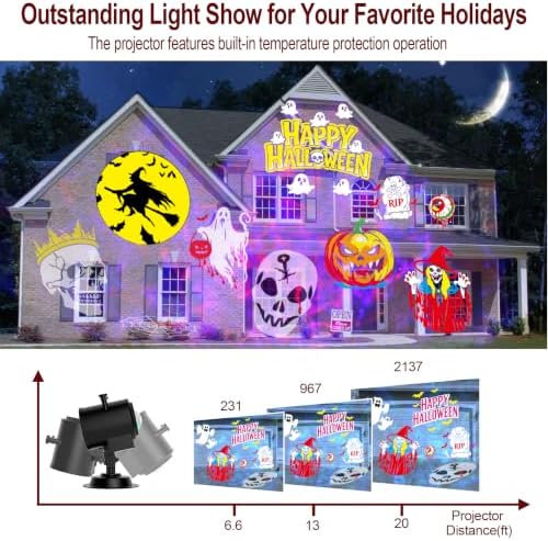 2026 Upgraded Halloween Projector, 8 Patterns (Ocean Wave & Patterns),8 Theme Waterproof Holiday Projector with Remote for Halloween,Christmas,Happy New Year
