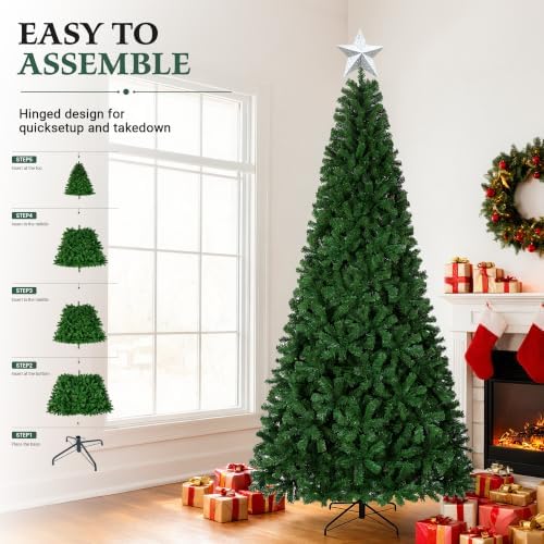 Artificial Christmas Tree,9FT Christmas with Over 2600 Branch Tips, Décor w/Easy Assembly