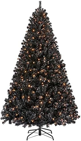 Yaheetech 6ft Pre-lit Christmas Tree with 300 Warm White Lights, Black