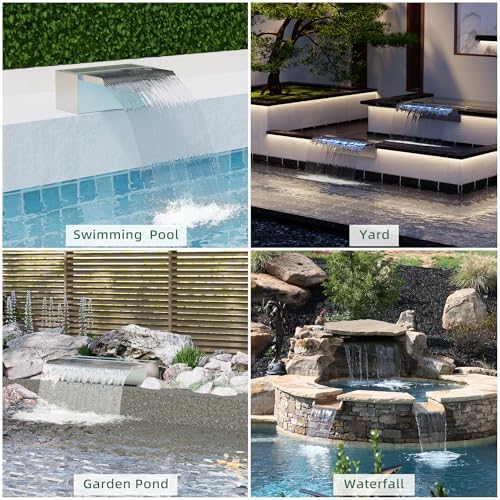Longrun Pond Waterfall Stainless Steel Pond Spillway Color for Ponds 11.8"