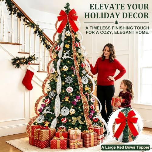 7 FT Prelit Pop Up Christmas Tree with 250 Warm White & Multicolor Lights 8 Modes & Timer Fully Decorated 103 Ornaments, Collapsible Pull Up Christmas Tree with Lights for Indoor Home Party Decor