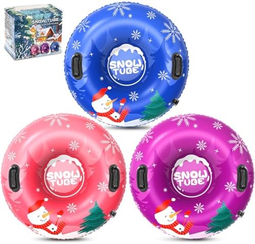Inflatable Snow Tube, 36‘’ 3P/4P Snowman Snow Tubes for Kids Adults