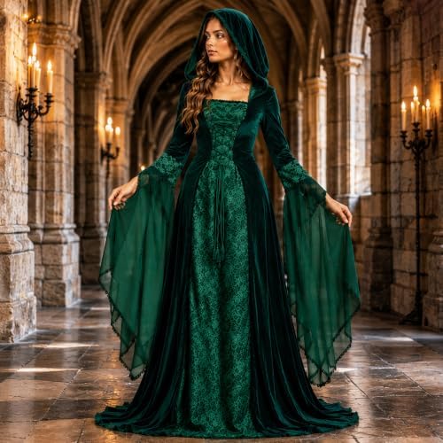Women Deluxe Witch Dress Renaissance Vampire Halloween Costume