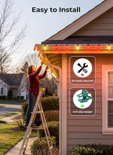Brightown Christmas Lights Outdoor, 102FT 150LED C9 String Light with Clips