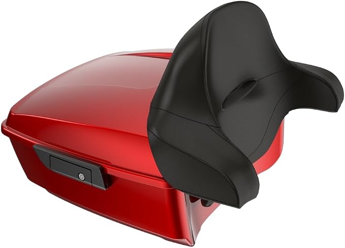 Advanblack 2025 RG Tour Trunk Pack Brilliant Red King Tour Trunk Pack Luggage +Wrap-Around Backrest Pad for '97-'25 Harley Touring Road King Street Glide Electra Glide CVO models