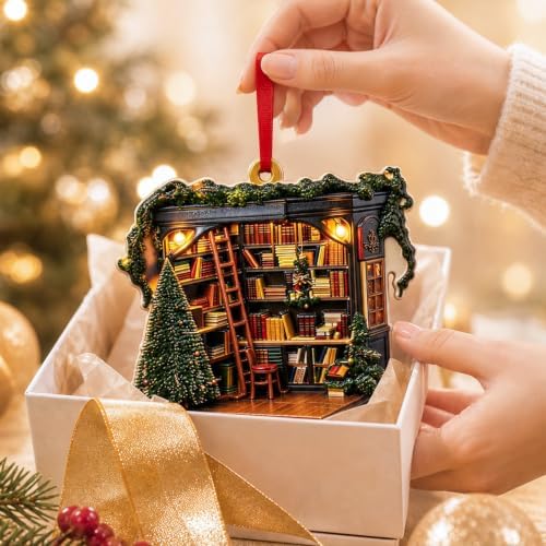 Bookshelf Ornament, Book Ornaments for Christmas Tree 2026 Unique Book Christmas Ornaments 2026 Gifts for Boys, Girls and Friend, Book Lover Christmas Ornament and Holiday Decor Gift