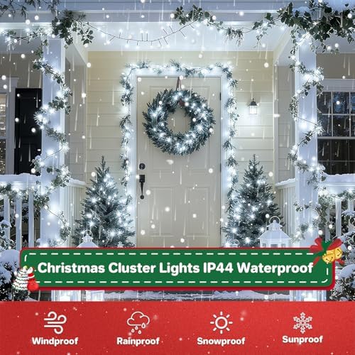 Christmas Cluster Lights Plug-in 52FT 800LEDs String Lights Indoor Outdoor