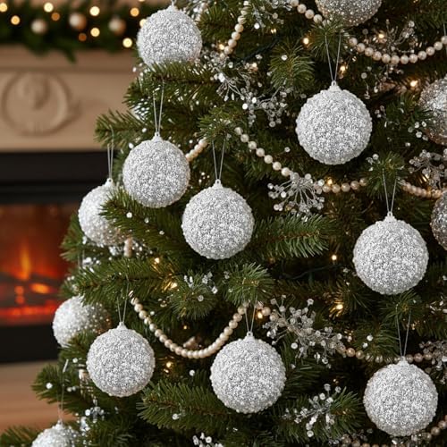 Lyrow 24 Pcs 2.36" Christmas Ball, Silver