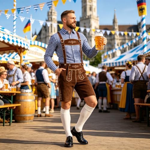 ALIZIWAY Halloween Oktoberfest Outfits Men with Necklace Socks Accessories