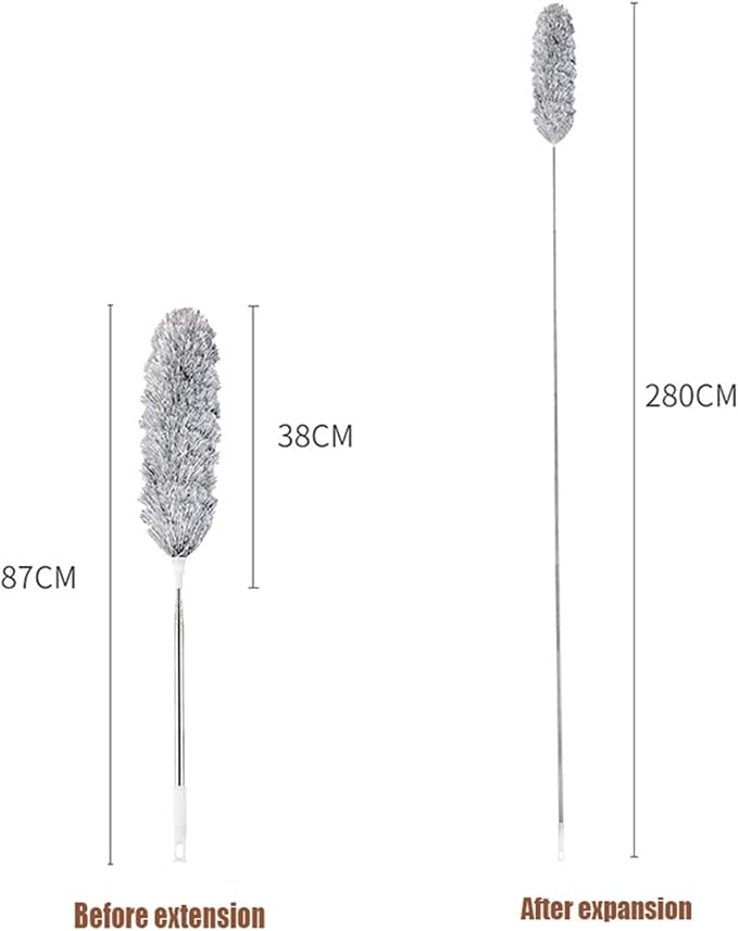 2.8M Extended Chicken Feather Duster Extendable and Curved Ceiling Cleaning Broom Home Electrostatic Dust Collector(2.8m 2PCS clothA)