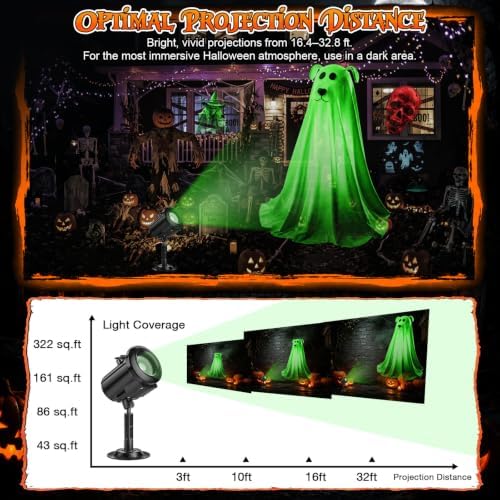 12-in-1 Halloween Projector Lights, 3D Dynamic Halloween Decoration Outdoor