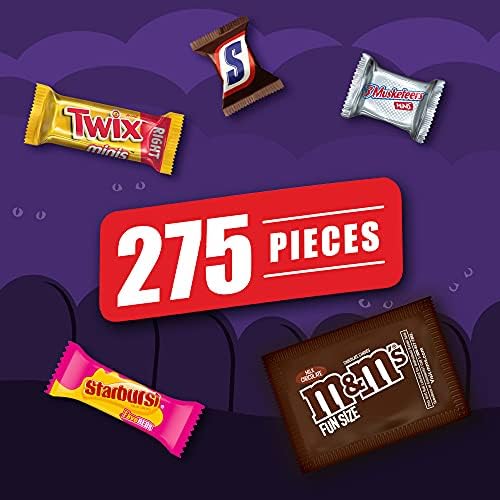 M&M'S Milk Chocolate, SNICKERS Chocolate Candy Bars, TWIX Caramel Cookie Bars, STARBURST Chewy Candy & 3 MUSKETEERS Chocolate Candy Bars Bulk Assorted Candy, 5 lbs Bag