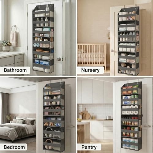 HOMELUX THEORY Over the Door Organizer, 6-Tier, 100D Fabric, Dark Gray 1pc