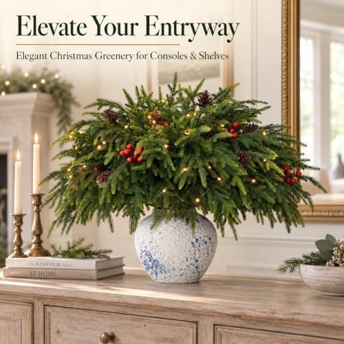 20-Piece Set 23" Norfolk Pine Stems, Norfolk Pine Branches with LED Lights
