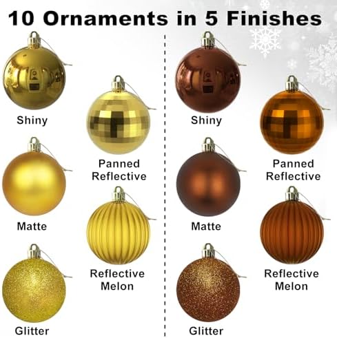 Bronze & Gold 3.2" Large Christmas Balls - Christmas Tree Decoration Ornaments Shatterproof Hanging Balls for Birthday Halloween Holiday Wedding Decorations Set of 10pcs