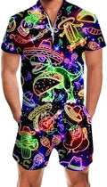 RAISEVERN Mens Romper Male Zipper Shorts Sleeve One Piece Bro Outfits