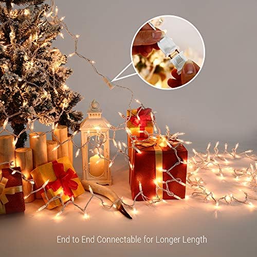Brizled Incandescent Christmas Tree Lights, 300 Count, 69.6 ft, Clear White