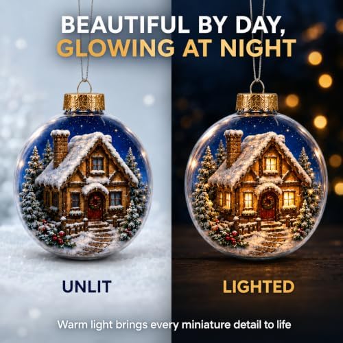 Glowing Christmas Story Ornaments, 6 Pack Light-Up Mini Scenes for Tree