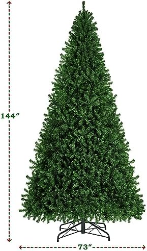 Yaheetech 12ft Pre-lit Christmas Tree with 1500 Warm White Lights, Green