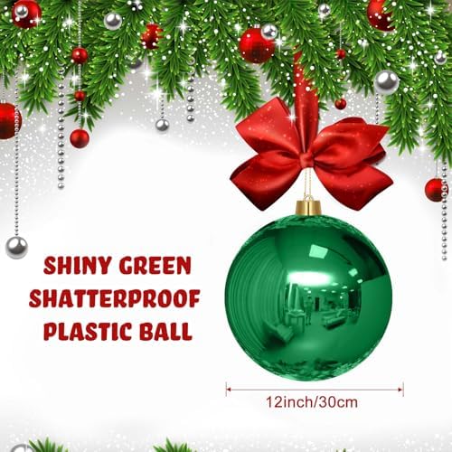 Jerify 2 Pcs 12" Large Christmas Ball Ornaments,Green