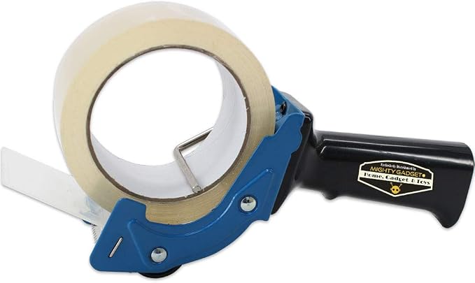 Mighty Gadget Brand Light Weight Fast Reload 2 Inch Packing Tape Gun Dispenser Packing Packaging Sealing Cutter (Blue/Black)