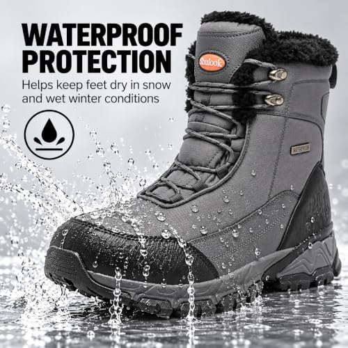 SHULOOK Men's Waterproof Winter Snow Boots: Insulated Warm Lined