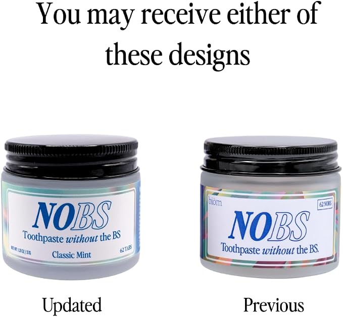 NOBS (No Bad Stuff) Toothpaste Tablets - Nano Hydroxyapatite, Fluoride & Plastic Free, Eco & Travel Friendly - Remineralize with NHA (1 Month) (Pack of 2)