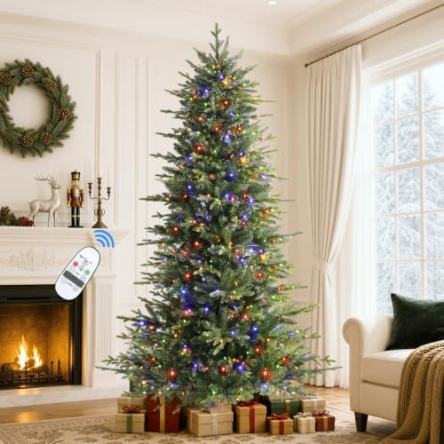 SHareconn 7ft Prelit Artificial Aspen Christmas Tree with Remote Control